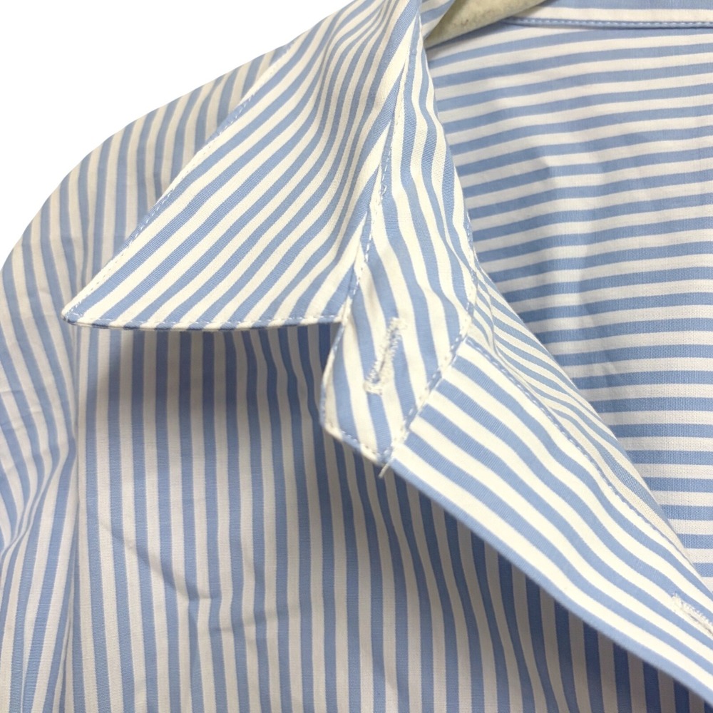 Favorite Daughter The Crop Stripe Cotton Button-Up Shirt Blue M - Picture 8 of 15